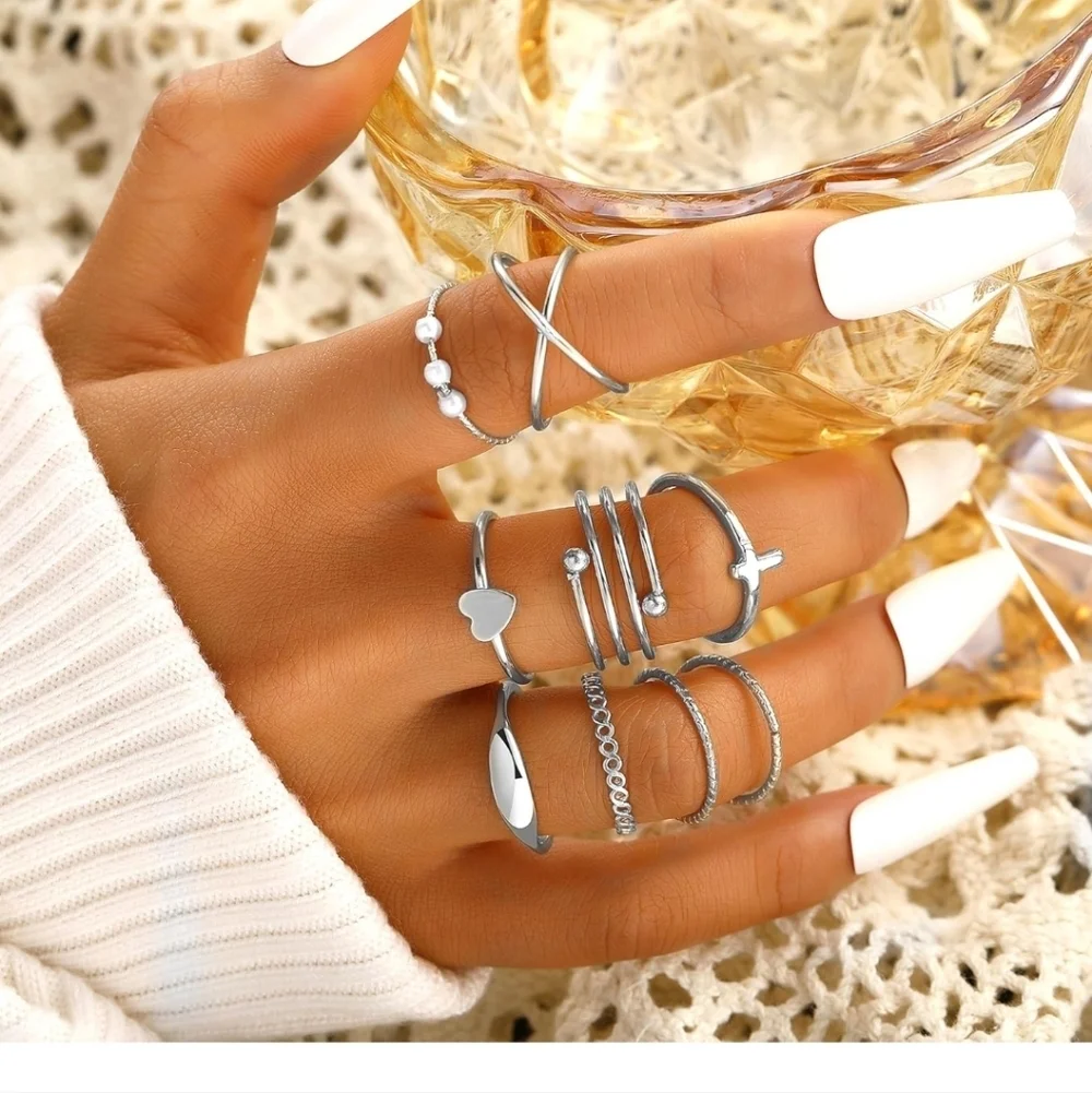 Sterling Silver Tone 24-Piece Women’s Stackable Ring Set